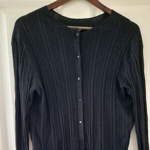 M.M LAFLEUR Classic Black Knit Button Cardigan size L